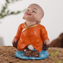 祥云小和尚泥塑摆件民间工艺品惠山泥人中国风出国礼物会议礼品 开心
