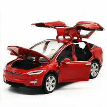 大号特斯拉MODEL-X玛莎拉蒂跑车合金车模儿童玩具1:32声光回力汽车模型仿真男孩小汽车礼物 特斯拉SUV红色（6开门）