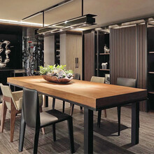 恬梦 北欧实木餐桌 现代简约餐桌椅组合小户型家用饭桌美式餐厅饭店长方形休闲餐桌椅 220*90*75桌面厚度5cm