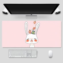 电竞游戏办公超大电脑桌垫 加厚办公桌键盘垫 彩色卡通游戏鼠标垫书写办公桌垫子皮革桌面垫防滑防水 哈欠小兔90x42cm