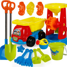 儿童沙滩玩具套装决明子玩具沙挖沙大铲子沙池漏男女宝宝室内家用 蓝色系14件套双铲子