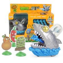 植物大战僵尸玩具2游戏套装全套礼盒装可发射寒冰豌豆射手巨人僵尸卡送儿童小孩男孩女孩生日礼物片 机械鲨鱼僵尸-回力可发射