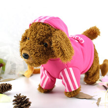 会叫会走电动玩具狗充电智能机器小狗女孩毛绒玩具狗狗会唱歌走会说话牵绳宠物狗宝宝生日礼物 泰迪玫红卫衣狗 120首歌曲充电版加娃娃螺刀