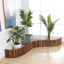 袭美木艺 户外庭院花圃防腐木栅栏阳台种菜实木栏栅木桩小篱笆花池园艺围栏草坪护栏 120cmx46cm方头碳化