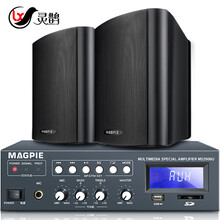 灵鹊 同轴壁挂音箱音响蓝牙功放组合套装 可挂墙公共广播系统店铺商场喇叭学校教室会议室培训背景音乐系统 （MB601+MS2006U高低音套装黑色）1拖2