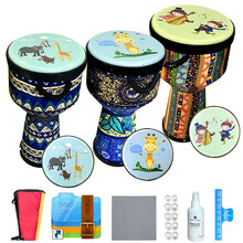 思雅晨（Saysn） 非洲鼓手工整木掏空山羊皮丽江手鼓12 英寸10 英寸6 英寸8 英寸桃花芯木 大8寸环保木儿童款3款图案随机发一款