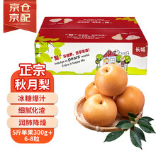 京鲜生 长城羊脂秋月梨 正宗莱阳 净重5斤 6-8粒单果300g+ 水果礼盒
