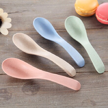 麦轩 小麦秸秆简约勺子儿童可爱学生家用汤勺餐具4支4色套装 4支装