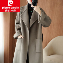 皮尔卡丹（pierre cardin）女装2024秋冬新款双面呢羊绒大衣女中长款廓形宽松羊毛毛呢外套新 灰咖色 S98-118斤