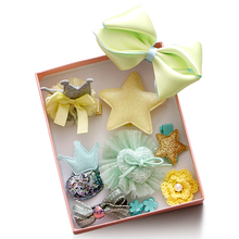 宠物小狗狗头饰发夹发饰约克夏猫咪发卡泰迪公主头花装饰品配夹子 薄荷绿十件套 均码