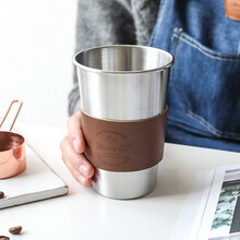 川岛屋 ins北欧风不锈钢带盖皮革隔热水杯茶杯咖啡杯随手杯B-172 Gourmet