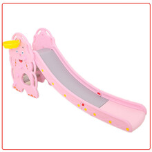 儿童音乐滑梯加长大 韩版卡通长颈鹿猛犸象上下可折叠滑梯幼儿园游乐户外玩具宝宝礼物 粉色-小熊加长+球框+套鼻 滑梯+球池套餐
