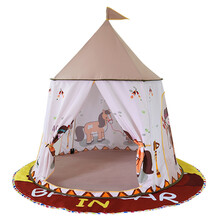 儿童帐篷家用游戏屋男孩女孩过家家游戏小房子 小马印第安帐篷+松鼠地垫