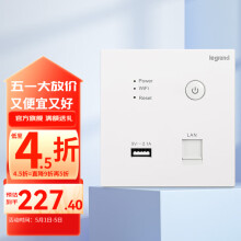 罗格朗（LEGRAND）WIFI开关插座 86型单频2.4GHz家用无线AP智能USB路由器 白色