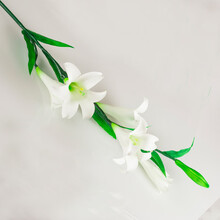 仿真花  客厅摆设 卧室餐厅 装饰花 假花绢花 5头3花2蕾 白色单支