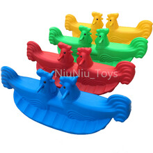 儿童跷跷板室内外加厚塑料长颈鹿跷跷板双人摇马宝宝滑行车童车木马幼儿园平衡健身玩具 对鸡跷跷板一个