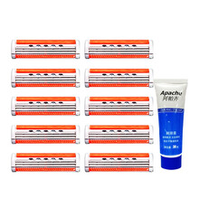 阿帕齐美国进口3层 手动剃须刀手动刮胡刀手动百搭刮胡刀架刀片/刀头 10支装