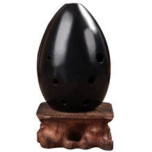 八孔古埙初学者入门演奏陨七星吹奏乐器学生梨形勋手工黑陶埙 素色款