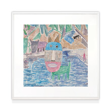 本艺术空间 黄原油画作品 数码版画授权版画艺术挂画 有空定制 适用客厅办公室儿童房卧室酒店装饰画 白色画框 45*45