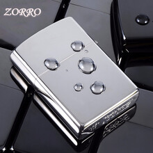 佐罗ZORRO打火机 黑冰蓝冰佐罗复古煤油防风定制刻字广告创意礼物男士DIY个性定制送男友 银色