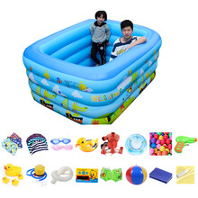 哈乐猫儿童游泳池宝宝洗澡家用大型加厚婴儿小孩超大号家庭充气水池幼儿园游泳池 抗晒1.5米四层印花游泳套餐