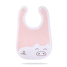 贝快乐宝宝口水巾 婴儿纯棉防水围嘴围兜四季通用卡通绣花吸水围兜宝宝饭兜可直接清洗 呼呼猪   粉色