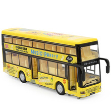 儿童合金双层观光大巴士校巴公交车公共汽车模型大客车玩具车模汽车模型 双层个公交车-黄