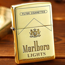 之宝Zippo防风煤油打火机正版  美国原装纯铜五面雕刻万宝路 正品zppo男士礼物限量 专柜zp 纯铜盔甲加厚-万宝路