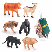 纽奇（Nukied）儿童恐龙玩具男孩3-6岁动物模型幼儿玩具霸王龙长颈鹿软胶野生动物套装 动物王国6件套【网袋包装】