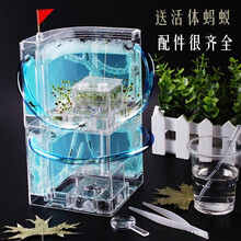 蚂蚁城堡 蚂蚁工坊沙土双层大型别墅生态玩具加蚂蚁蚁后繁殖版蚂蚁活体儿童创意玩具礼物 孔雀蓝[配60只蚂蚁+夜光灯]