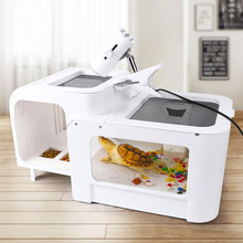 柏卡乐 豪华别墅乌龟缸带晒台特大型养乌龟的专用缸水陆缸巴西龟鳄龟饲养箱带排水防逃逸亚克力塑料 超大号海景白色【买就送龟粮彩石水质包】