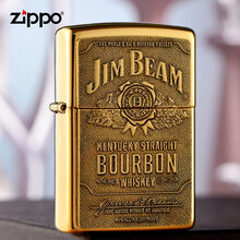 美国原装zippo打火 七夕情人节礼物黄铜防风打火机 金色占边波本贴章芝宝 254BJB929