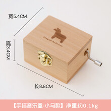创意木质手摇八音盒发条式小音乐盒手工diy送女孩儿童女生日礼物 小马款带镜子