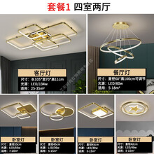 支持小爱同学智能语音控制灯具现代简约北欧2021年新款轻奢客厅吊灯吸顶灯智能灯具组合全屋套餐 套餐1四室两厅 小米小爱款(支持智能语音控制小爱...