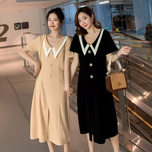 哺乳衣外出夏宽松孕妇装夏装外出2019新款孕妇连衣裙中长款时尚潮妈孕妇裙子夏季透气 杏色 L