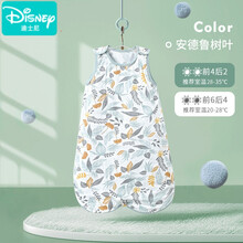 【JD品质婴童】迪士尼婴儿睡袋无袖背心式夏季薄款儿童纱布夏天宝宝新生儿防踢被空调房 竹棉-安格鲁树叶-前4后2-推荐室温28°以上 M码 适合身高75-90cm-年龄1-3岁