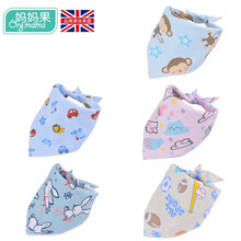 妈妈果 口水巾纯棉婴儿围嘴三角巾新生儿围脖宝宝口水兜吃饭围兜时尚 5条装彩底D2