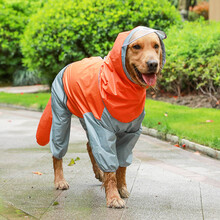 狗狗雨衣泰迪比熊法斗牛小型犬夏季四脚薄款柯基防水全包宠物衣服 橘灰双拼雨衣 7XL-背长69cm