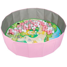 海洋球折叠池儿童家用男女宝宝沙滩玩具室内围栏婴儿决明子沙波波球 1.2米粉池+爬行垫+100海洋球