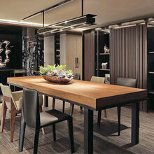【可定制】巧具匠 北欧餐桌椅组合实木大板桌美欧式loft现代简约大小户型长桌子餐厅饭桌咖啡原木会议桌 单桌长120*宽60*高75桌面厚5cm