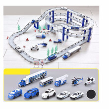 儿童玩具电动轨道车组装跑道赛车小火车男孩汽车3-6岁4-5 警察（4辆电动车+8合金车）