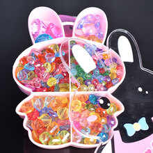 儿童串珠手工diy制作材料宝石玩具手链项链女孩穿珠礼物益穿珠子 小兔盒+大小珠饰约500颗 送材料包