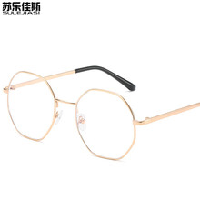 苏乐佳斯  防辐射眼镜 防蓝光眼镜 男女平光镜护目镜金属复古不规则多边形 金色框(无度数防蓝光)