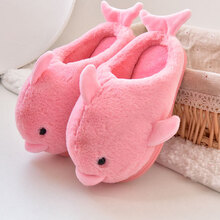 儿童棉拖鞋 儿童冬季男女童宝宝可爱卡通棉拖毛绒防滑保暖棉鞋 海豚粉红 150鞋内长约13厘米约0-1周岁