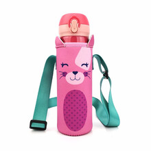 Bolikin 卡通带背带可爱斜挎保温杯套防摔通用杯套保护套便携手提水杯套隔热480 500ml 小猫背带杯套480-500ml