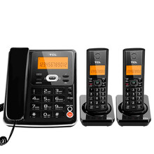 TCL无绳子母电话机 D61数字子母机中文座机 免提大按键屏幕背光 家用固定电话 办公无线座机  典雅黑 D61一拖二