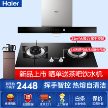 新款海尔油烟机家用大吸力欧式抽油烟机吸排油烟机21大风量 挥手控制 智能WIFI控制自清洁901u1 爆炒大火力版烟灶套装 天然气版