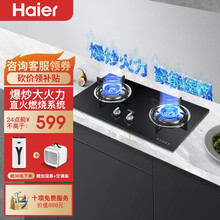 海尔（Haier）燃气灶 双灶煤气灶 家用聚能天然气液化气炉具 猛火灶台嵌两用 一级能效 4.2kw猛火灶/天然气