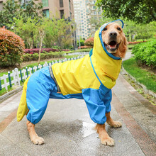 狗狗雨衣泰迪比熊法斗牛小型犬夏季四脚薄款柯基防水全包宠物衣服 黄蓝双拼雨衣 7XL-背长69cm