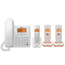 AT&T 34109数字无绳子母机家用办公电话机有线固定老人机 34109W+1047-0橙一拖三